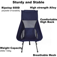 (net)Outdoor Portable Camping Chair Ultralight Compact Oxford Cloth Folding Lawn Chair Backpacking Seat With Small Pocket Carrying Bag