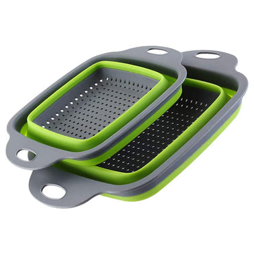 Kitchen Collapsible Colander Fruit Vegetable Washing Drain Folding Strainer Basket 21 x 29 x 9 cm