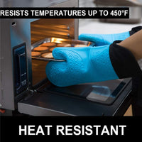 Extra Long Silicone Oven Mitts, Heat Resistant Oven Gloves Waterproof Flexible Pot Holders Heavy Duty Oven Mitts for Kitchen / KR-021