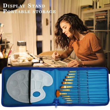 12 Piece Watercolor Acrylic Paint Brush Set with Paint Palette and Bag / 200130 / TZ-0013