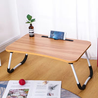 (Net) Wood Laptop Table Bed Study Table Writing Table Bed Table Breakfast Serving Tray for Sofa Bed with Foldable Metal Legs with Mobile Dock/ KL229