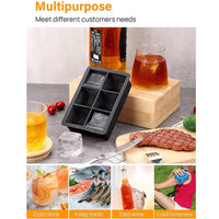 Silicone ice cube tray for 6 ice cubes