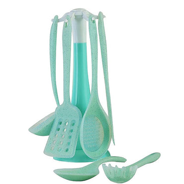 (NET) Silicone Cooking Utensil Set With Metal Holder 7 pcs