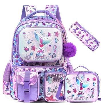 (NET) Meetbelify Mermaid School Backpack Set Of 3 Pcs