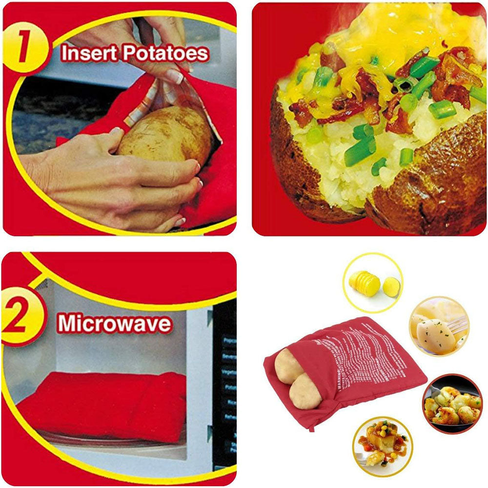 Microwave Express Baked Potato Cooking Bag Fast Quick Home Washable Cooker Tool