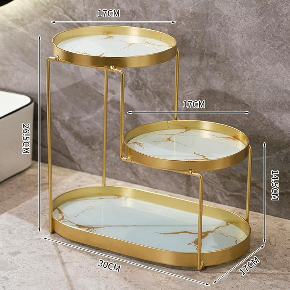 (NET) Cosmetic Tray Triple Tier Vanity Organizer for Decor