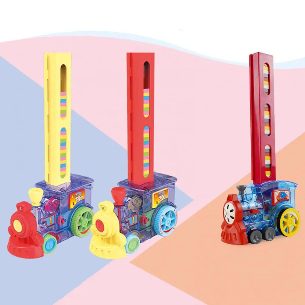 ( NET) Domino Train Sound and Light Automatic Laying Color Domino Intelligent Toy Electric Train
