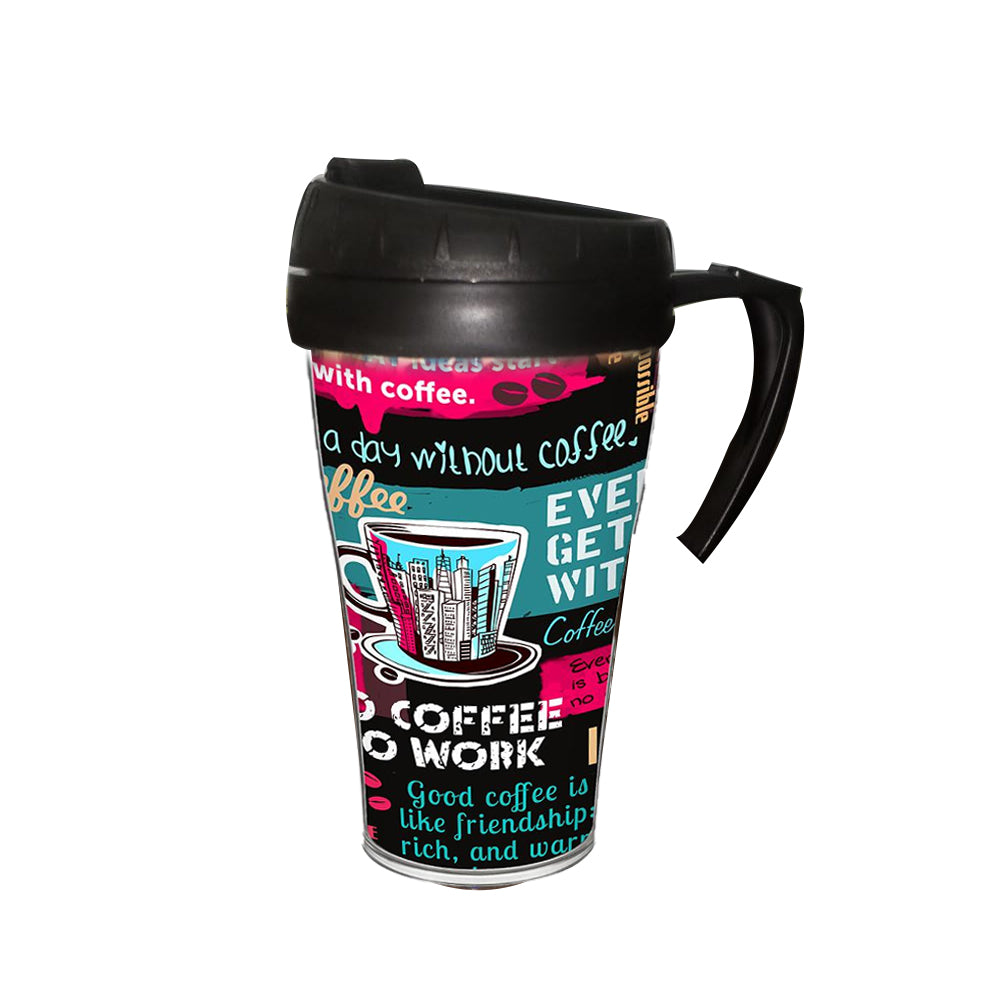 (Net) Herevin Decorated Coffee Mug - Coffee Pink 500 ML