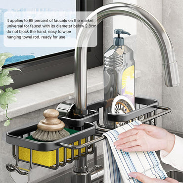 (Net) Aluminum Faucet Hanging Rack, Kitchen Sink Faucet Shelf