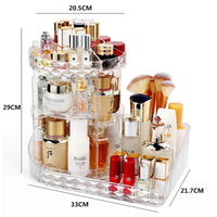 ( NET) 360 Rotating Makeup Beauty Organizer Acrylic Box Dresser Lipstick Skin Care Shelf Diamond Pattern Cosmetics Receiving Box