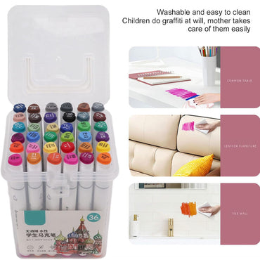 (Net) Portable Double-Headed Marker Pen Food Grade Water-Based Marker Pen 36 Pcs
