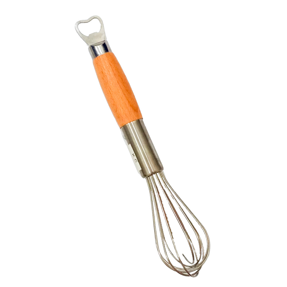 Stainless Steel Egg Whisk with Wooden Handle Wire Balloon Whisk Milk Egg Beater Egg Mixing 30x6cm