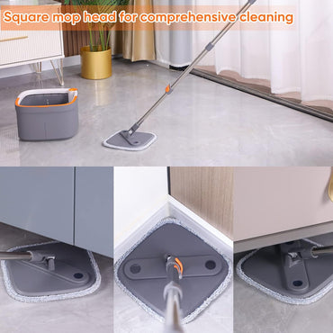 (Net) Household Mop Buckets, Rotary mop with Bucket, Hands-Free Attachment, twistable mop, decontamination Separation, Automatic / KC-386