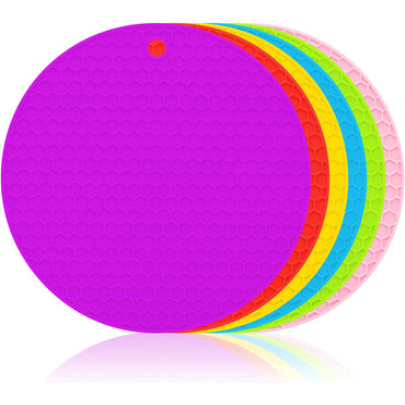 (net) Round Insulation Pad Silicone Placemat Heat Resistant Foldable Anti Slip Silicone Hot Mat