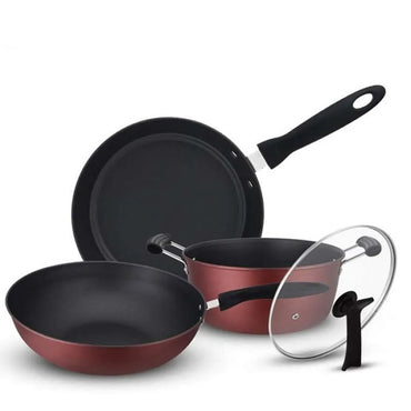 ( NET) Non-Stick Frying Pan Non Stick Cookware Sets Set 3 pcs