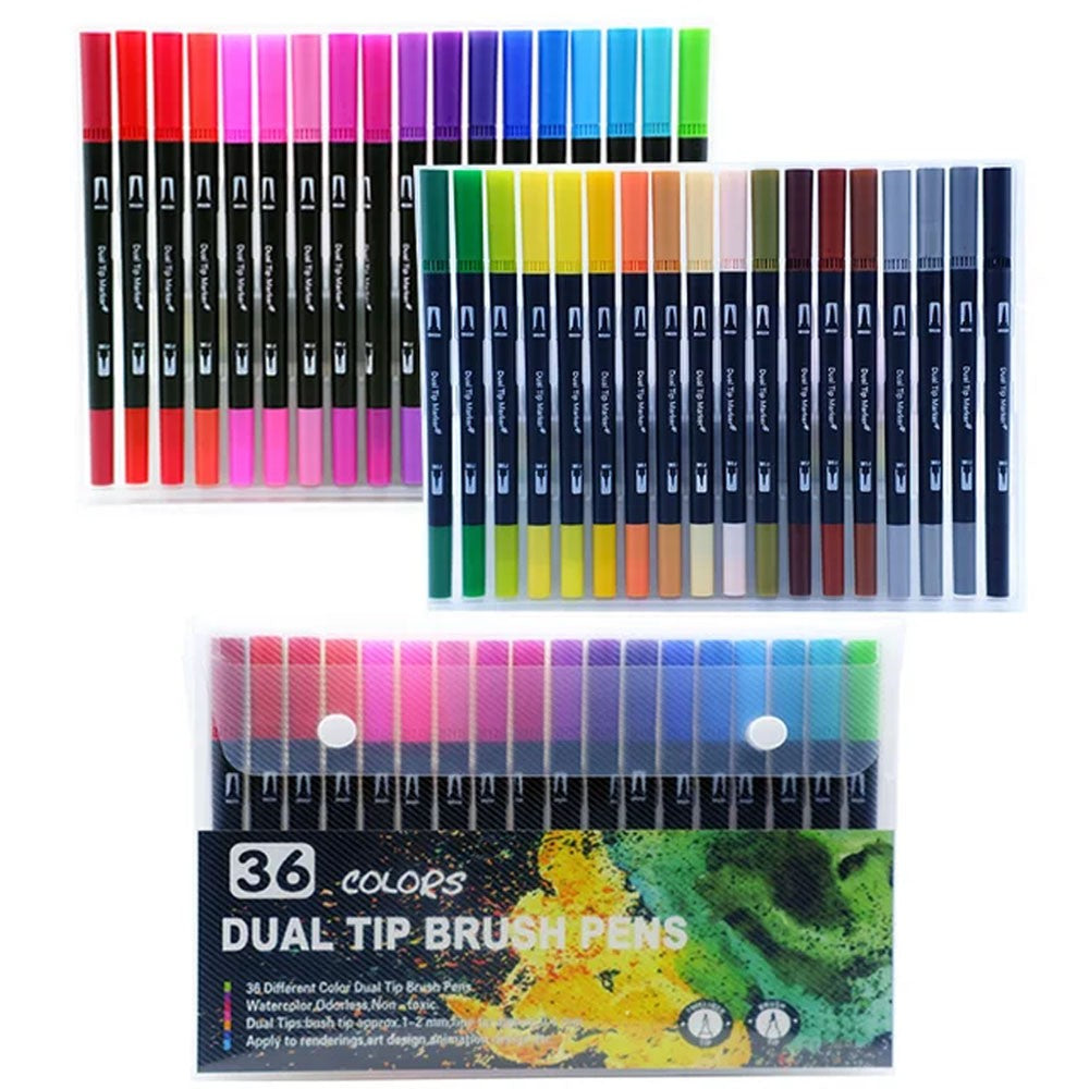 Dual Brush Felt Tip Pen 36 Colors