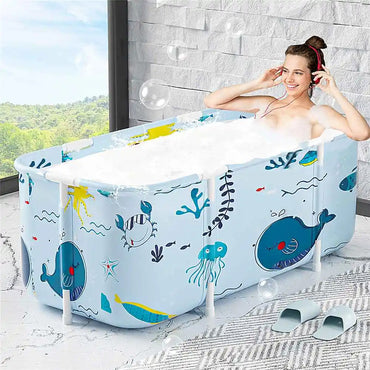 (net)Portable Bathtub Adult Non-Slip Portable Bathtub Foldable Soaking Bath Tub Barrel Adults Kids