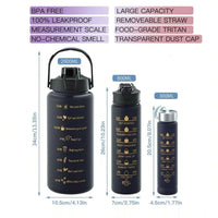 (NET) Water Bottle With Straw Set 3 Pcs