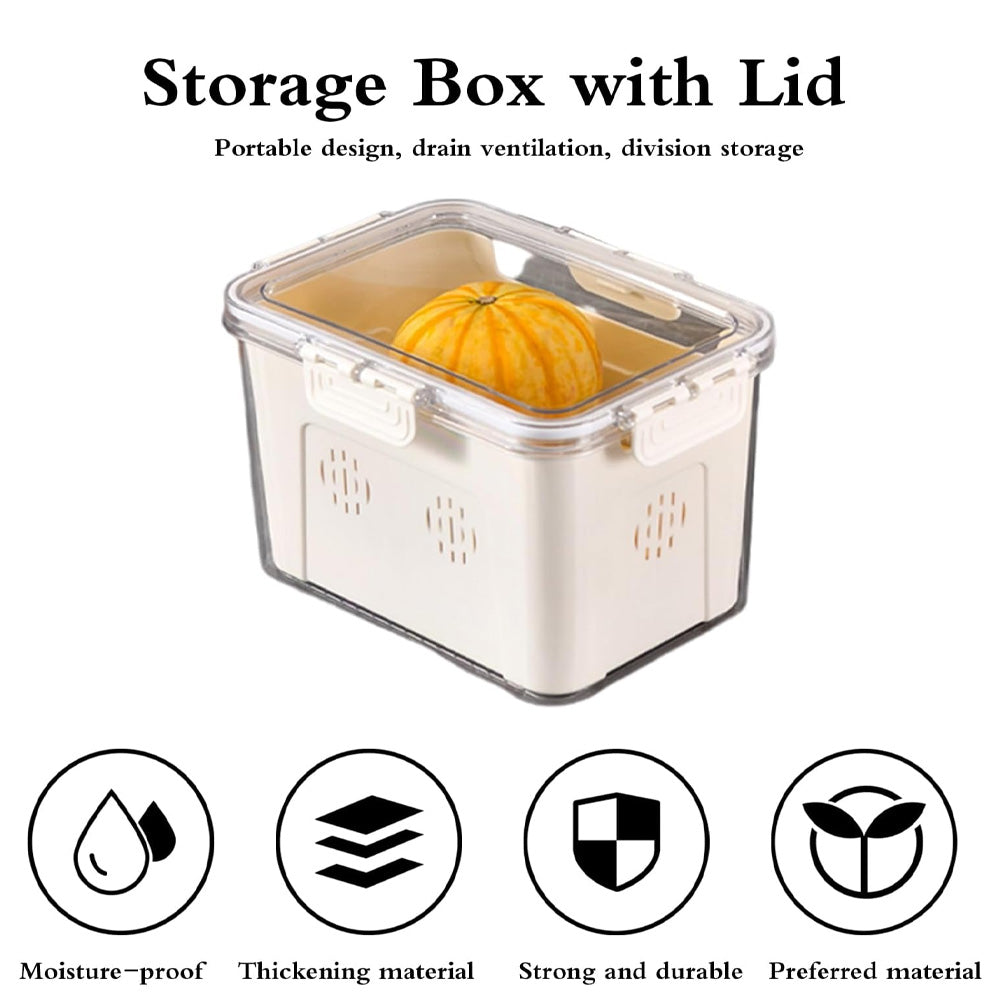 (Net) Ventilated Fruit Storage Box with Lid - Elevate Your Fresh Food Storage Experience