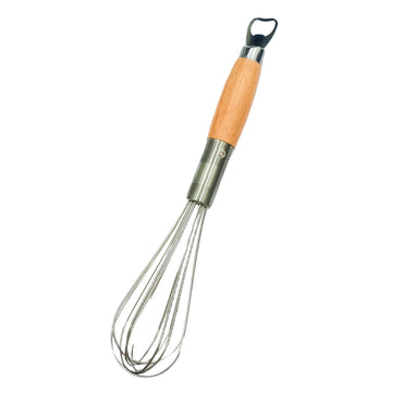 Stainless Steel Egg Whisk with Wooden Handle Wire Balloon Whisk Milk Egg Beater Egg Mixing 35x7cm
