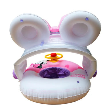(NET) Cartoon cute baby swimming ring with parasol float inflatable swimming pool