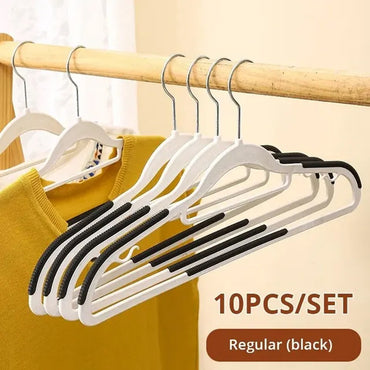 (NET) Anti Slip Anti-Crease Hanger With Clothes Drying & Storing Function 10 pcs