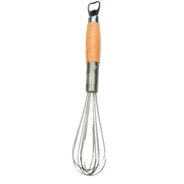 Stainless Steel Egg Whisk with Wooden Handle Wire Balloon Whisk Milk Egg Beater Egg Mixing 35x7cm