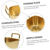 (NET) Brass Small Square Dish Feeder and Dish 10.5x10.5x4 CM