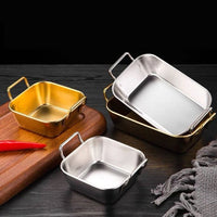 (NET) Snack Plate Large Capacity Anti-scalding Stainless Steel SILVER 10.5x10.5x4 CM