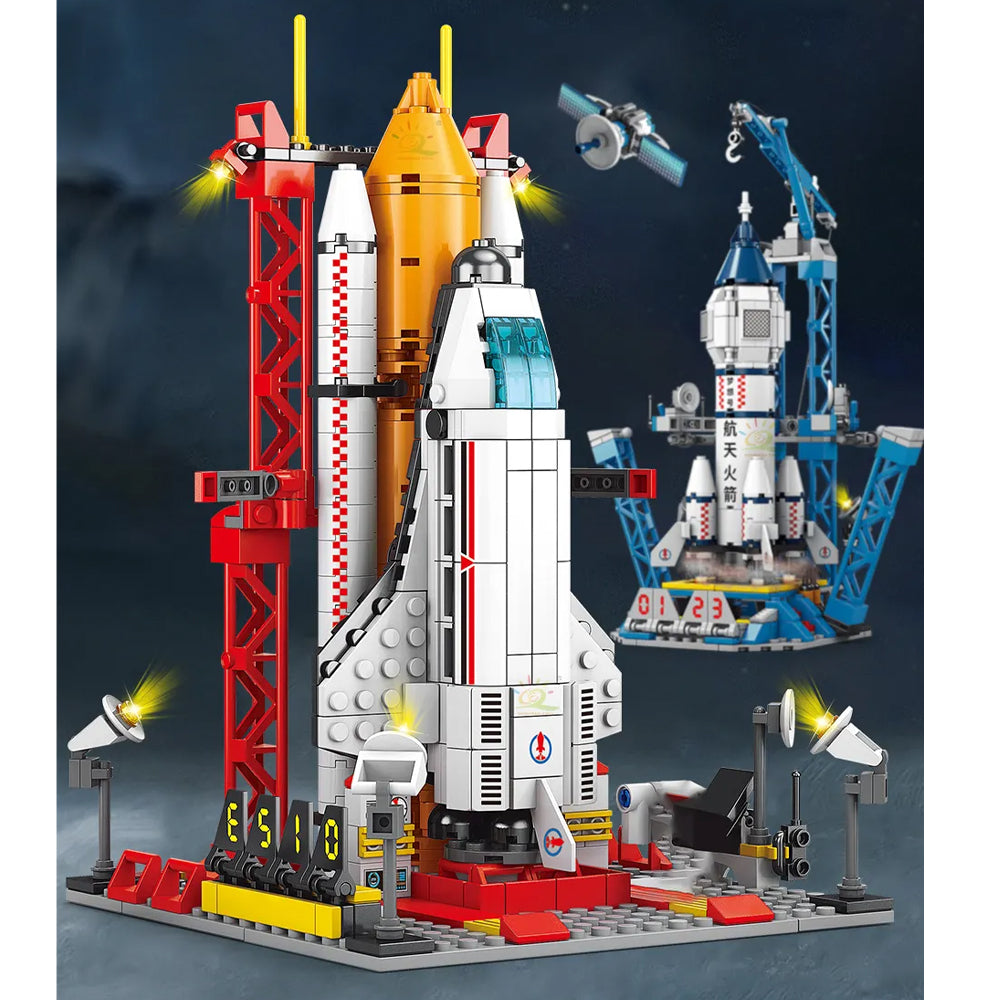 City Space Station Building Blocks Rockets and Space Shuttle Astronaut Figure Block MOC Bricks Set Children Toys 521 pcs