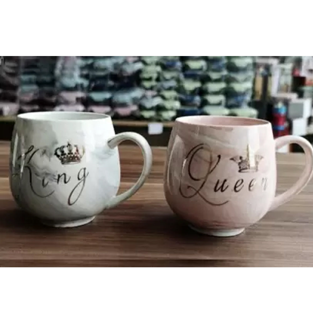 (Net) Ceramic King and Queen Coffee Mug Set 2 Pieces / 004873