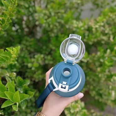 (Net) Water Bottle, BPA Free, Sport Gym Travel With Hanger With Time Marker, Leakproof - 800ml