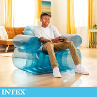 (NET) Intex 66503NP Blue Clear Chair  Inflated Size 109 x 107 x 79 cm