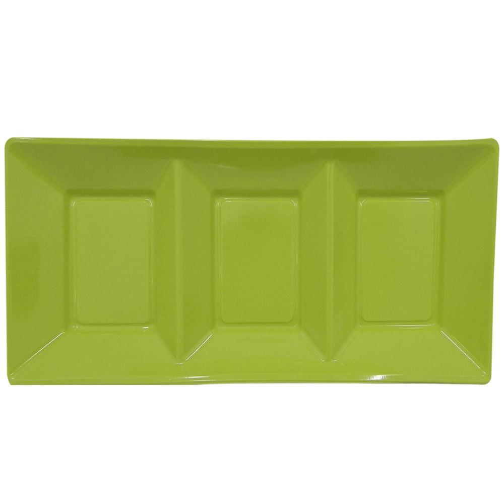 3 Sliced Pistachio Rectangular Plastic Plate (3 Pcs)/ J-305G Birthday & Party Supplies