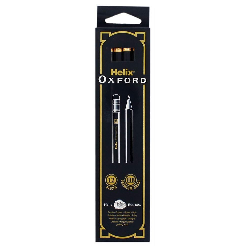 Helix OXFORD HB Pencils With Eraser Tip ( Pack of 12).