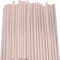 Paper Straws Eco Friendly Straws Rose Gold 100Pcs