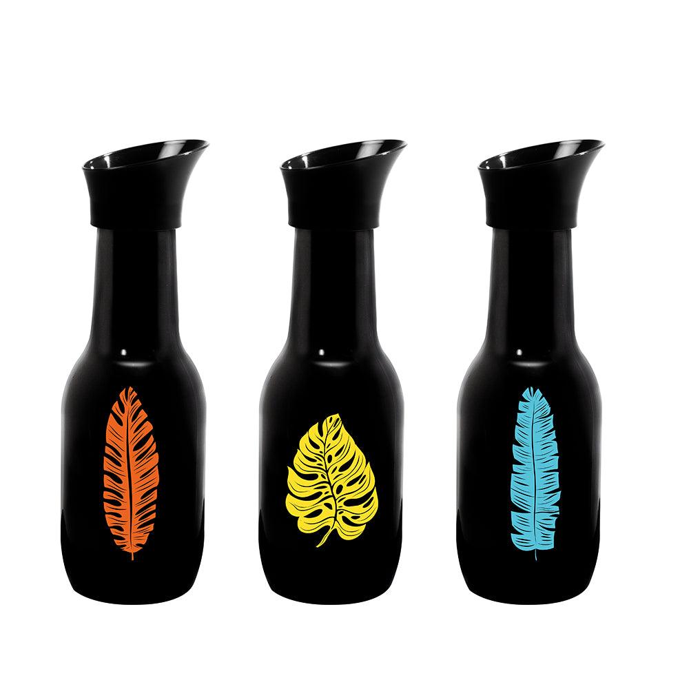 Herevin Colored Caraf Water Bottle - Black 3 Colours Leaf - Karout Online -Karout Online Shopping In lebanon - Karout Express Delivery 