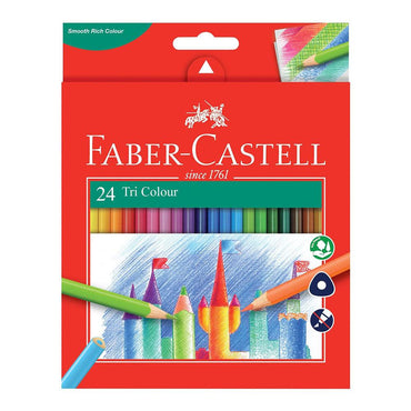 Faber Castell Tri Color Pencils 24 Color / 58554 - Karout Online -Karout Online Shopping In lebanon - Karout Express Delivery 