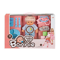 Doll with 12 IC sound with accessories and stroller 33 cm.