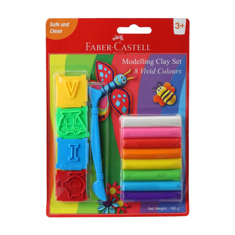 Faber Castell 8 Modeling Clay 100g  Blister With Jigsaw Tools - Karout Online -Karout Online Shopping In lebanon - Karout Express Delivery 