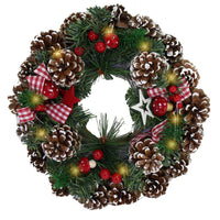 Christmas Wreath  Door Hanger Light Up 30cm (20 lamps).