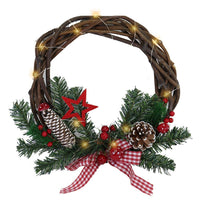 Christmas Wreath  Door Hanger Light Up 30cm  (20 lamps).