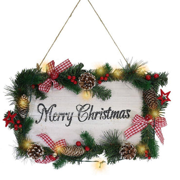 Merry Christmas Door Hanger 40 x 25 cm  +10 lamps.