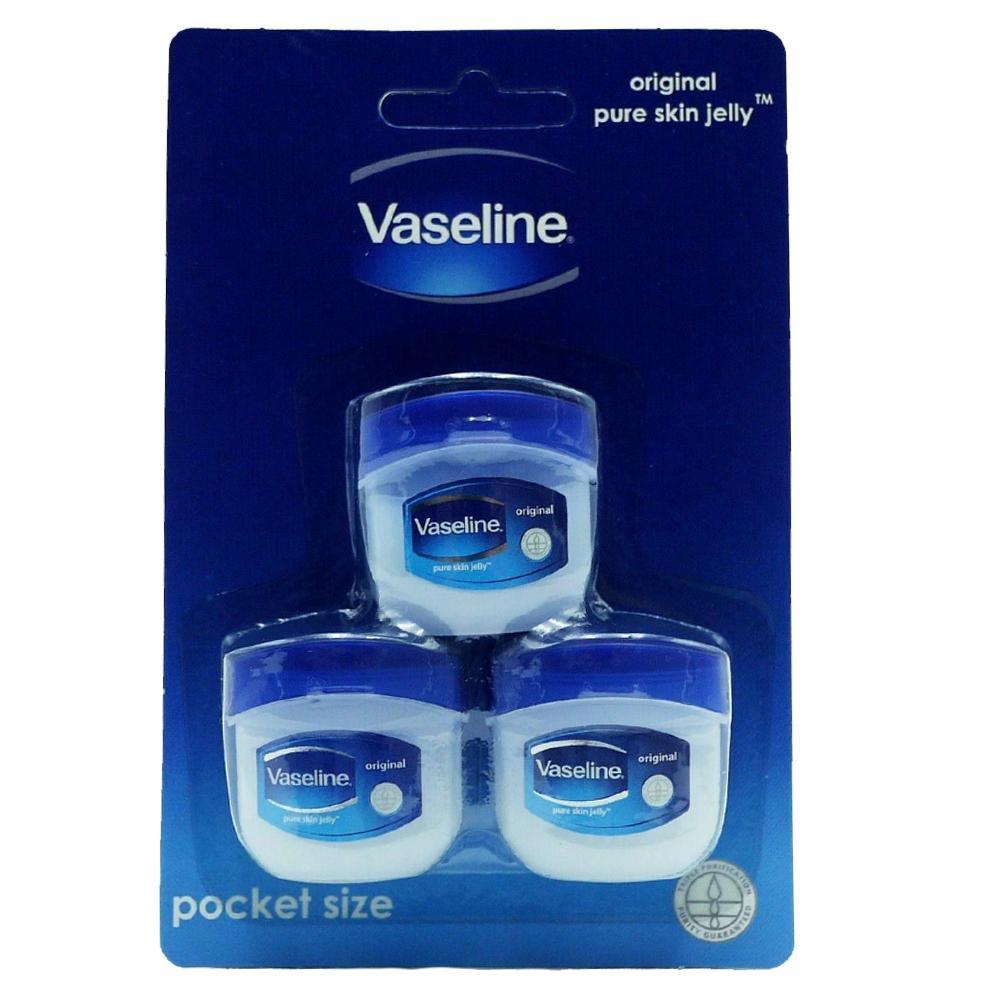 Vaseline Original Pure Skin Jelly 7g - Pocket Travel Size (pack of 3).