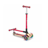 Globber Primo Foldable Scooter With Lights Wood Red - Karout Online -Karout Online Shopping In lebanon - Karout Express Delivery 
