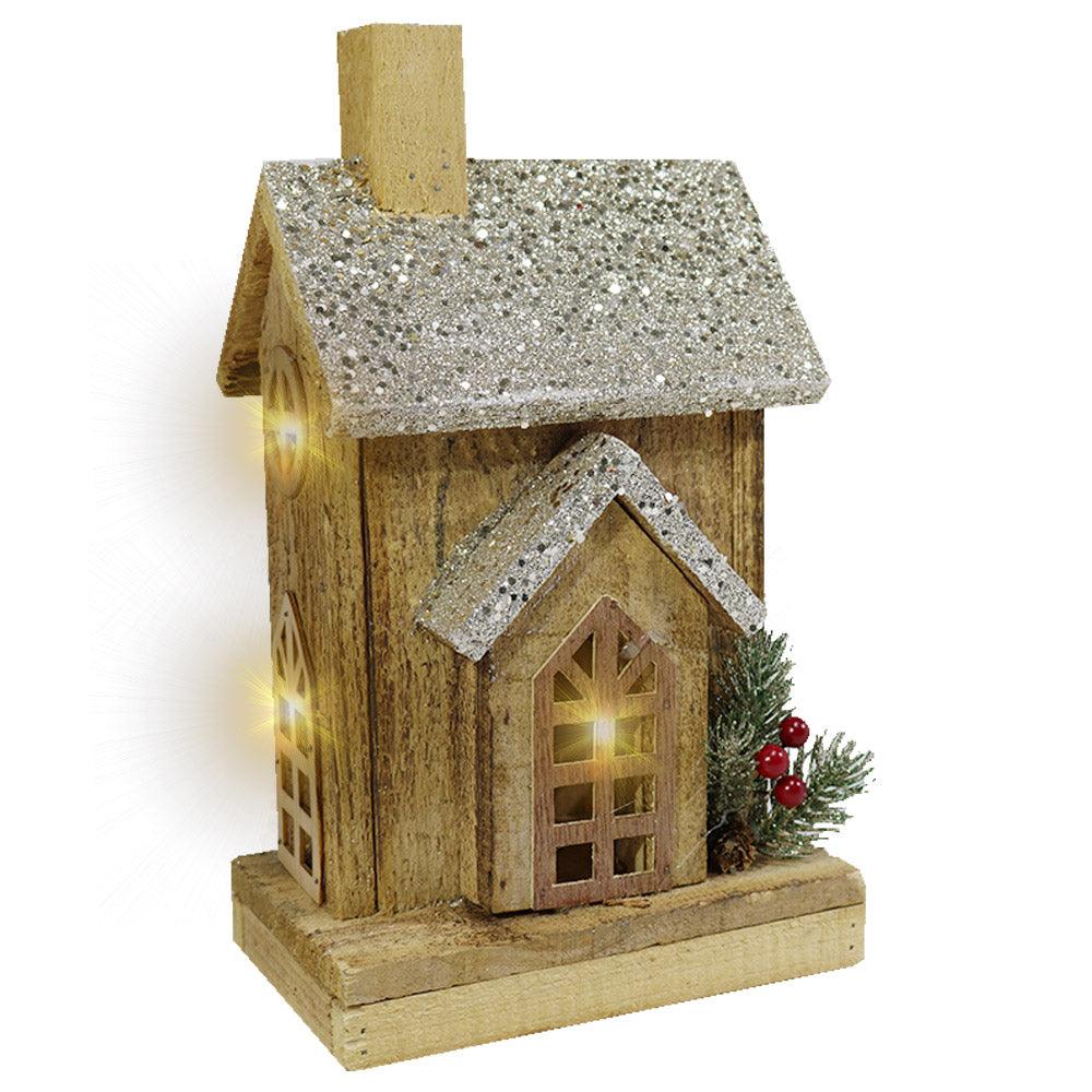 Light Wood House Christmas Decoration LED 30 CM / Z18-061 - Karout Online -Karout Online Shopping In lebanon - Karout Express Delivery 