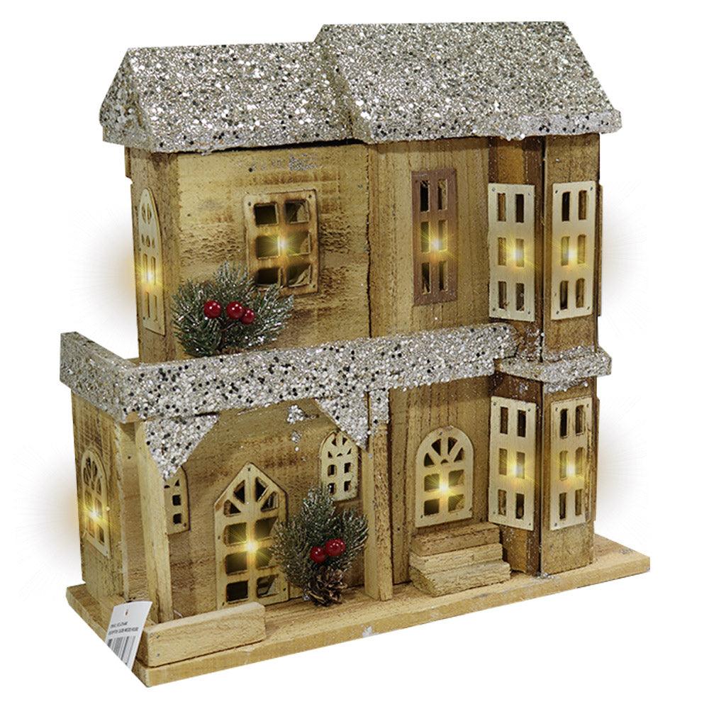 Light Wood House Christmas Decoration LED 35 CM / Z18-045 - Karout Online -Karout Online Shopping In lebanon - Karout Express Delivery 