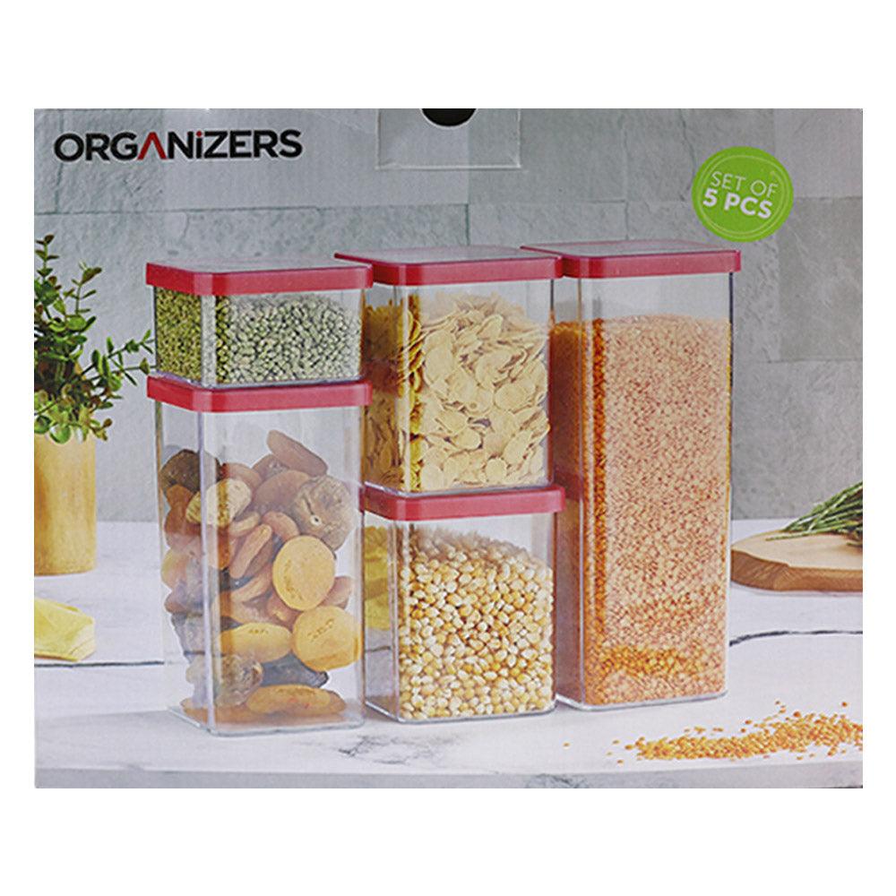 Organizers Storage Container Set With Vacuum Lid ( 5 Pcs) -Transparent /8441 - Karout Online -Karout Online Shopping In lebanon - Karout Express Delivery 