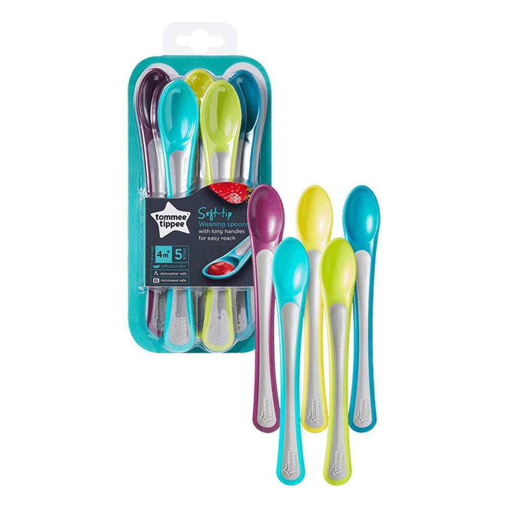 Tommee Tippee 446602 Set Of Soft Tip Weaning Spoons With Long Handle 5 Pcs - Karout Online -Karout Online Shopping In lebanon - Karout Express Delivery 