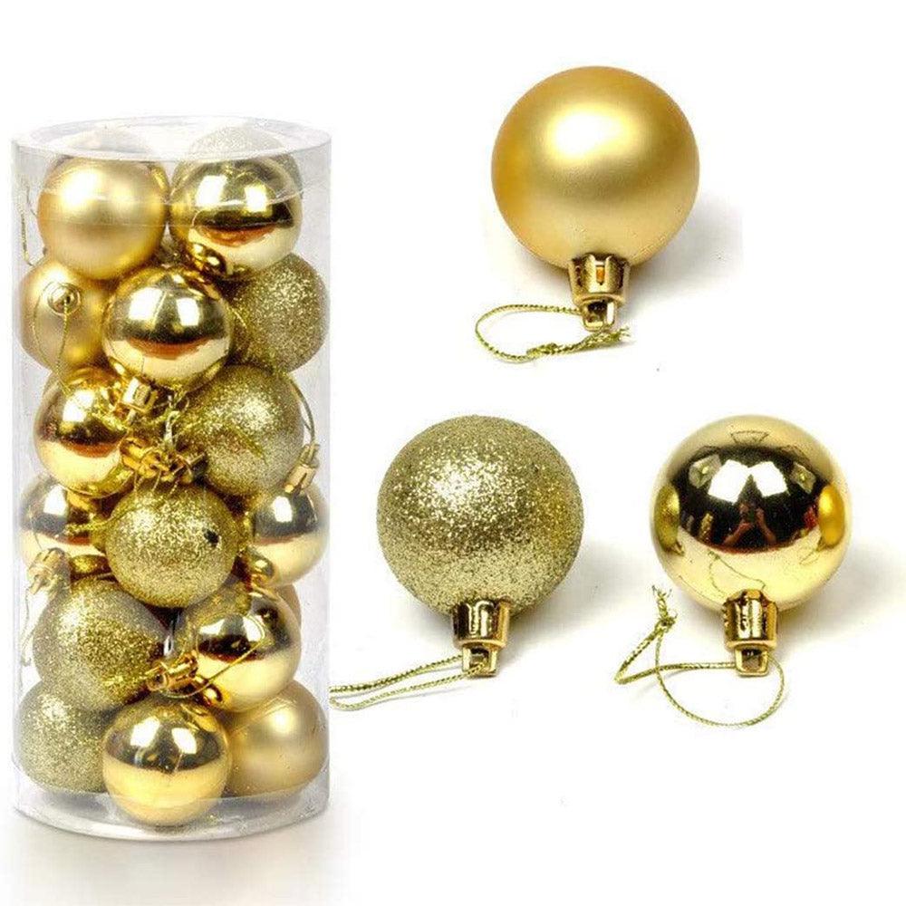 Shop Online Christmas Gold Glitter and simple Decoration Balls 4cm (20 Pcs) / 52010 - Karout Online Shopping In lebanon